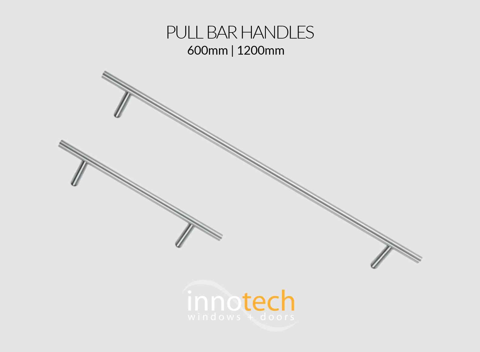 Two stainless vertical pull-bar handles for entry doors
