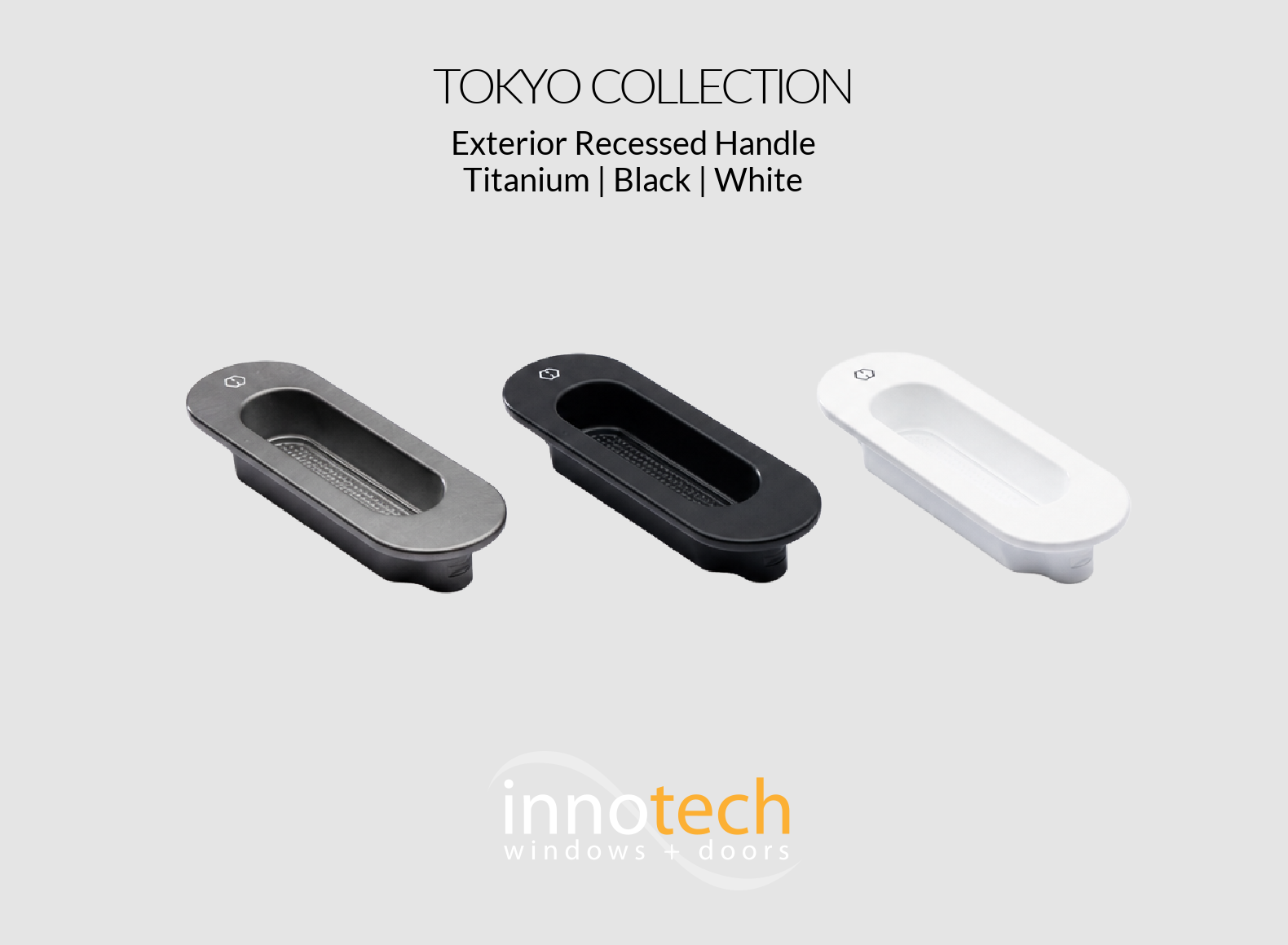 Tokyo exterior recessed pulls for Lift and Slide doors in titanium, black and white