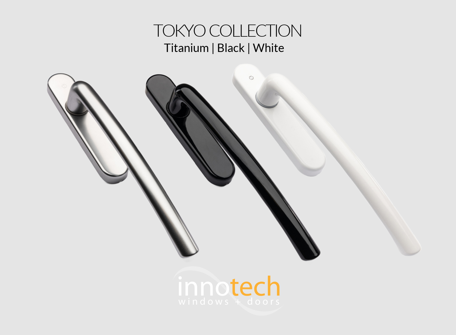 Tokyo Lift and Slide interior handles in titanium, black and white