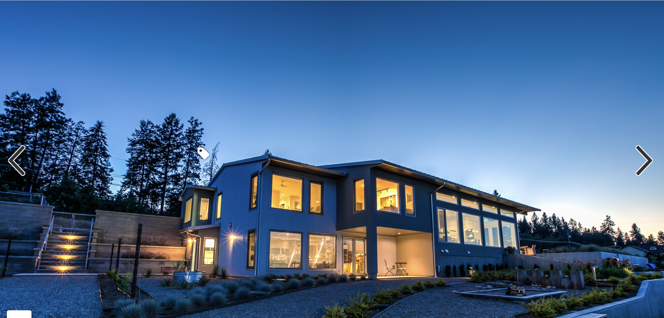 Contemporary home photographed at blue hour showcasing Innotech window performance